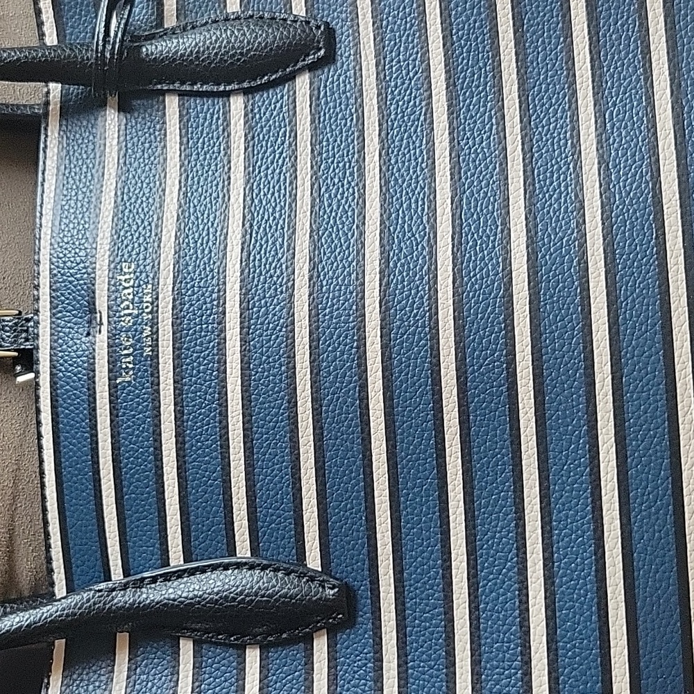 Kate Spade Navy Blue/Black/Cream Striped Bag